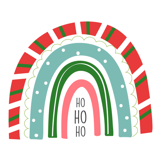 Red Rainbow Ho Ho Ho Christmas Card