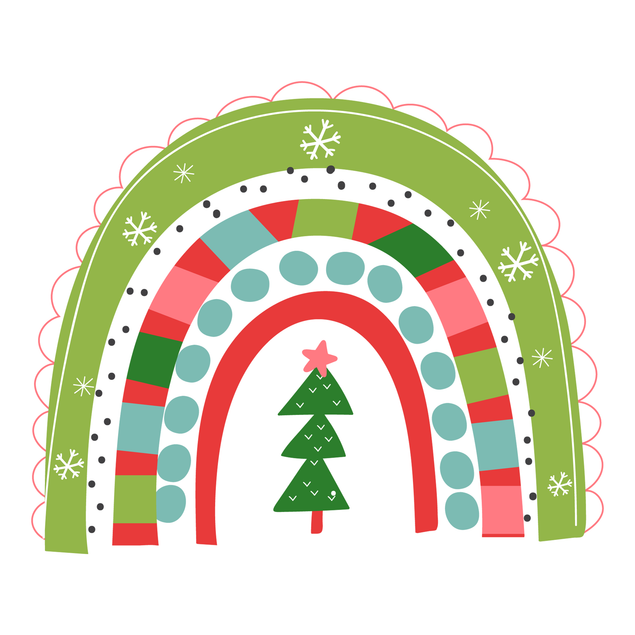 Rainbow tree Christmas greeting card - 1