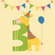 Zoo Animal Giraffe Happy 3rd Birthday Card