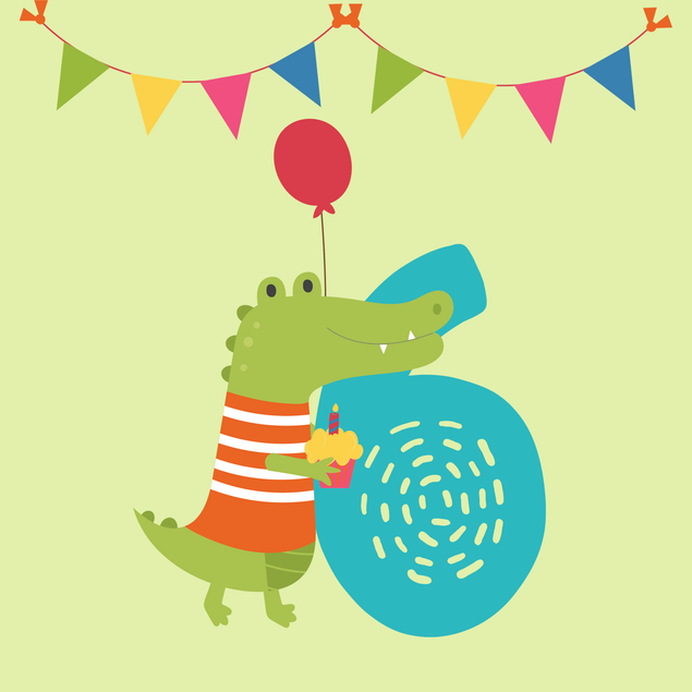 Zoo Animal Crocodile Happy 6th Birthday - 1