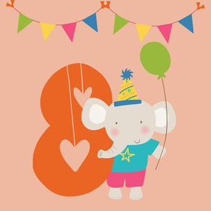 Zoo Animal Elephant Happy 8th Birthday - 1