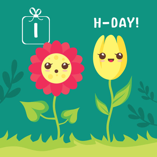 Cute Flowers Happy 1st Birthday Card