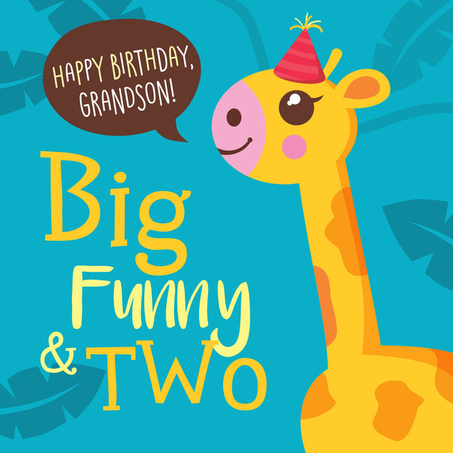 Cute Giraffe Happy 2nd Birthday Grandson Card Recipient_For Grandson Milestone_Age 2nd Birthday