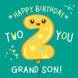 Green Background Happy 2nd Birthday Grandson Card