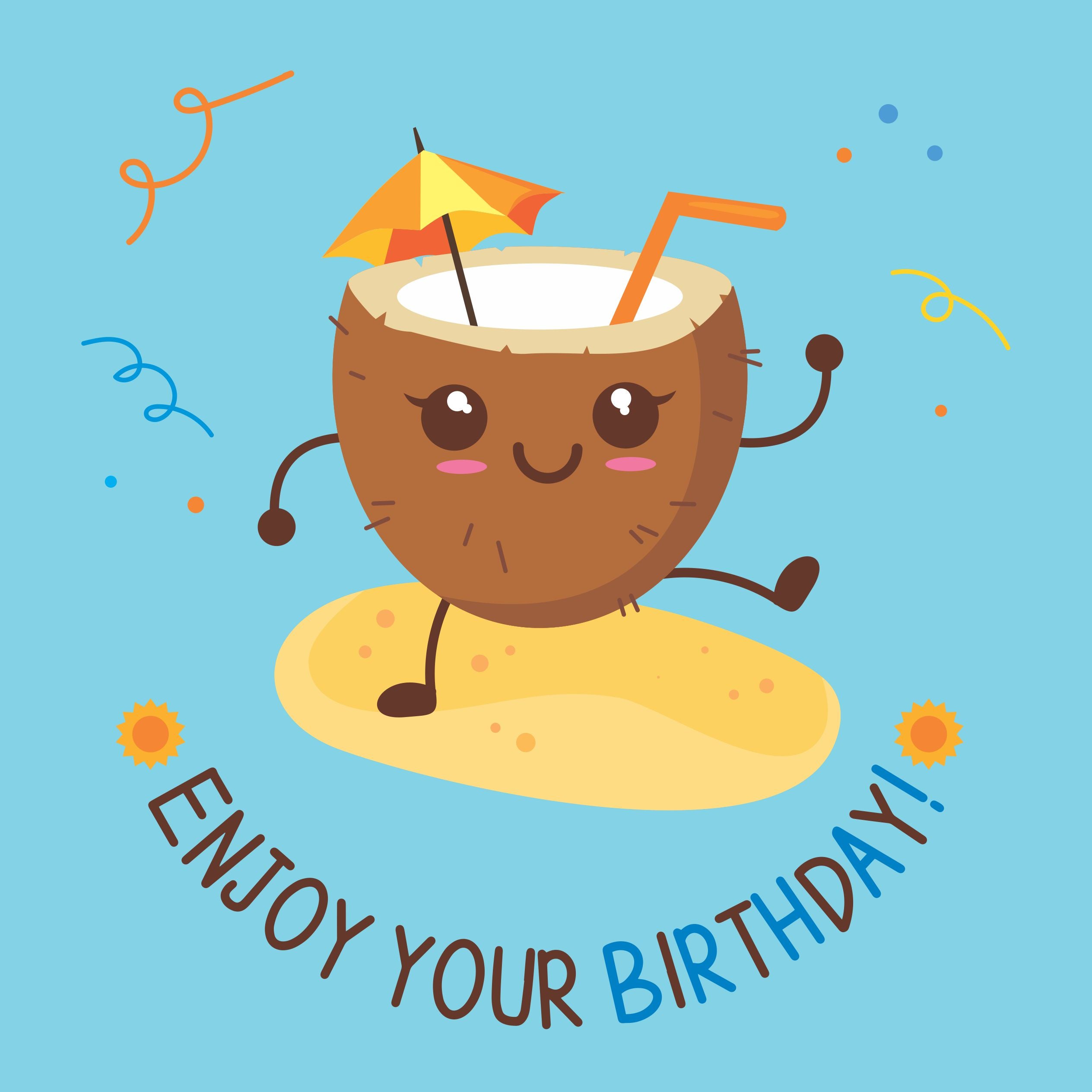 Beach Coconut Happy Birthday Card Boomf