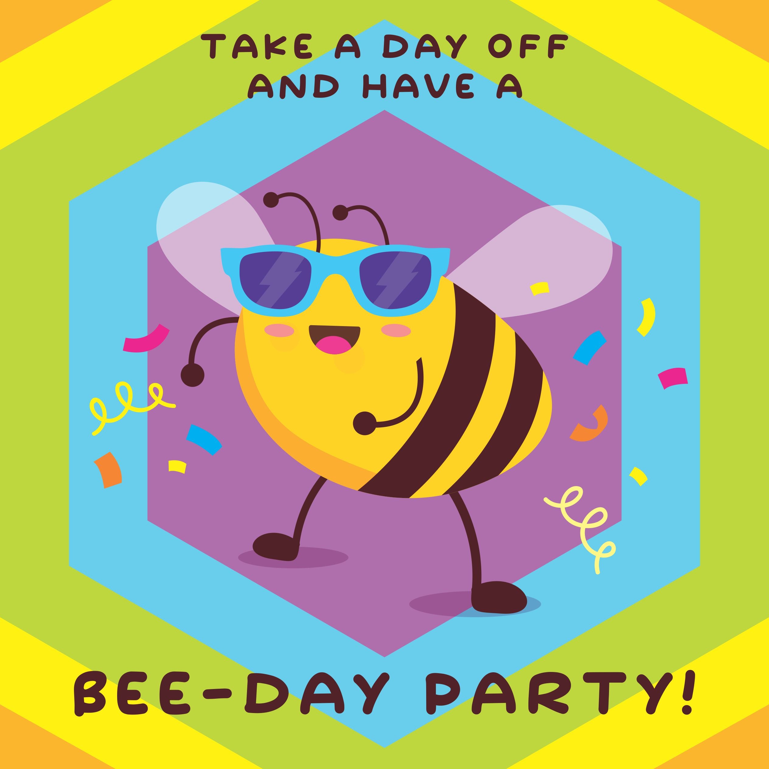 Bee Day Party Happy Birthday Card Boomf