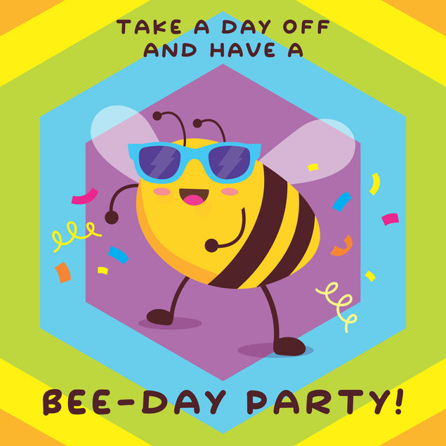 Bee-Day Party Happy Birthday Card Seo_Bee
