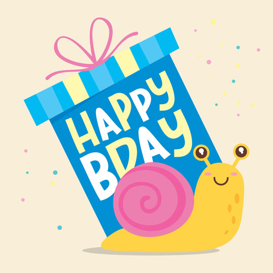 Happy Birthday Cute Snail With A Gift Card