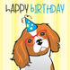 Happy Birthday Cute Cavalier King Charles In Glasses Card