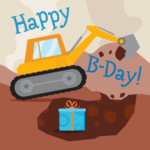 Happy Birthday Excavator And A Gift Card Occasion_Birthday Seo_Construction