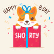 Cute Corgi Happy Birthday Shorty Card Seo_Corgi