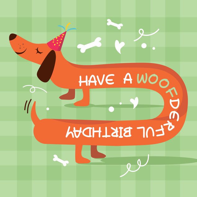 Have A Woofderful Birthday Cute Dachshund