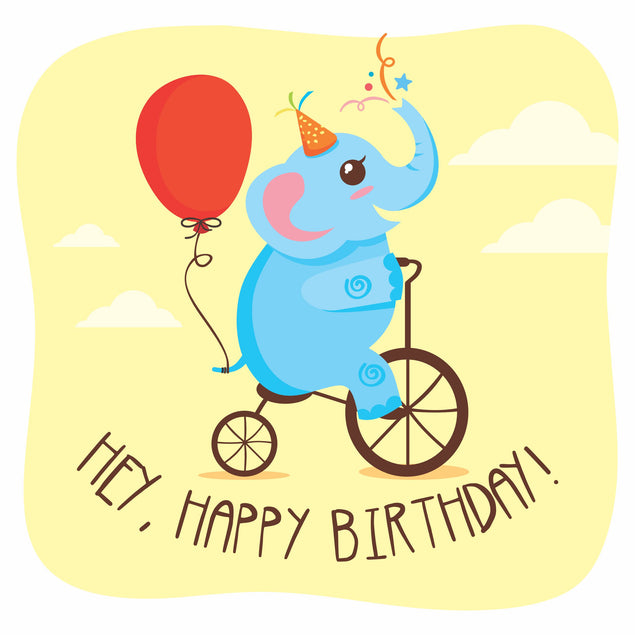 zwaan galop huurder Leuke olifant op een fiets Gelukkige verjaardag | Boemf – Boomf
