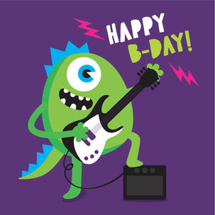Happy Birthday Cute Monster Playing The Guitar Card Occasion_Birthday Recipient_For Grandson Milestone Age_18th Birthday