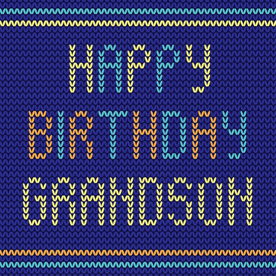 Happy Birthday Grandson Knitted Style