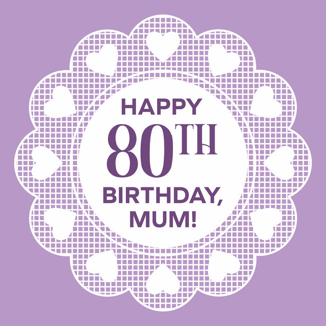 Mum 80 Lettering Purple Background Happy 80th Birthday Mum Card | Boomf