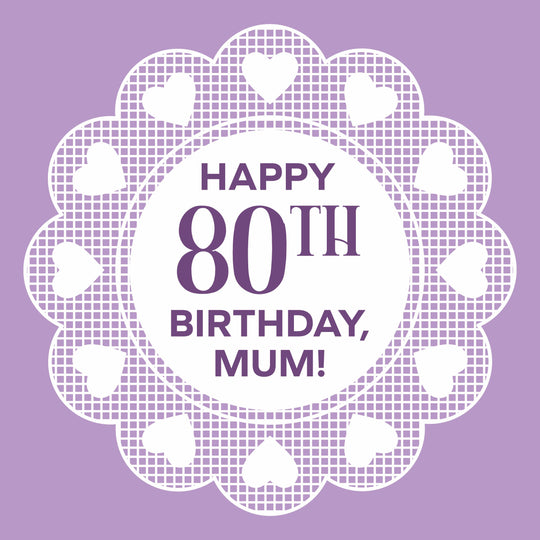 Purple Background Happy 80th Birthday Mum Card
