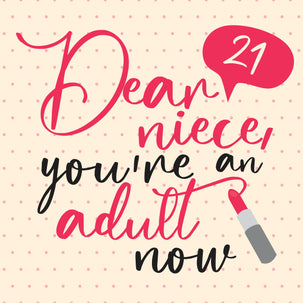 Red Lipstick Happy 21st Birthday Niece Card