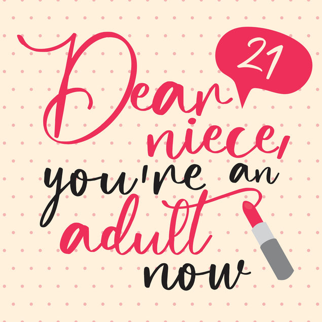 Red Lipstick Happy 21st Birthday Niece Card