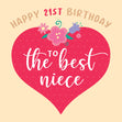 Red Heart Happy 21st Birthday Niece Card