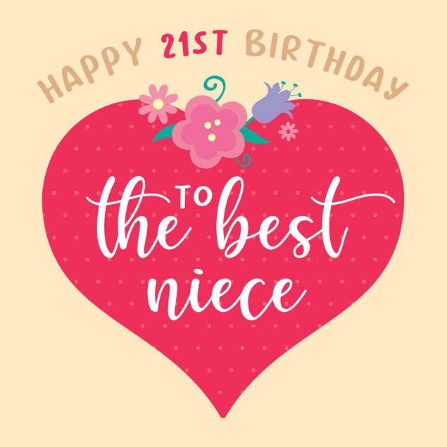 Red Heart Happy 21st Birthday Niece Card