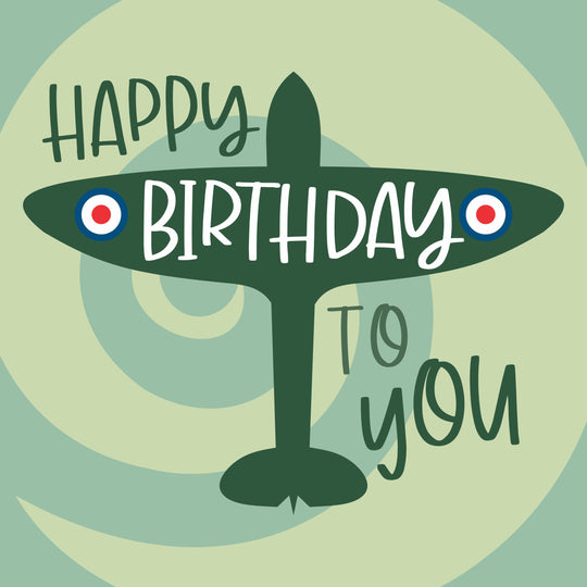 Happy Birthday Green Plane Card