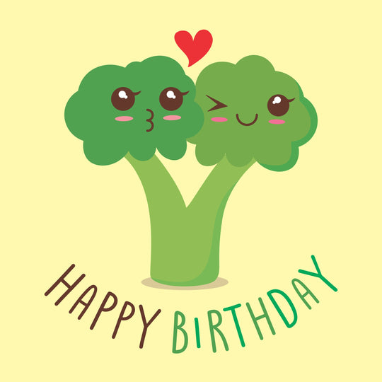 Happy Birthday Broccoli Kiss Card