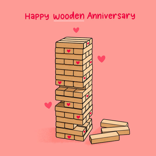 Jenga 5th Anniversary Card