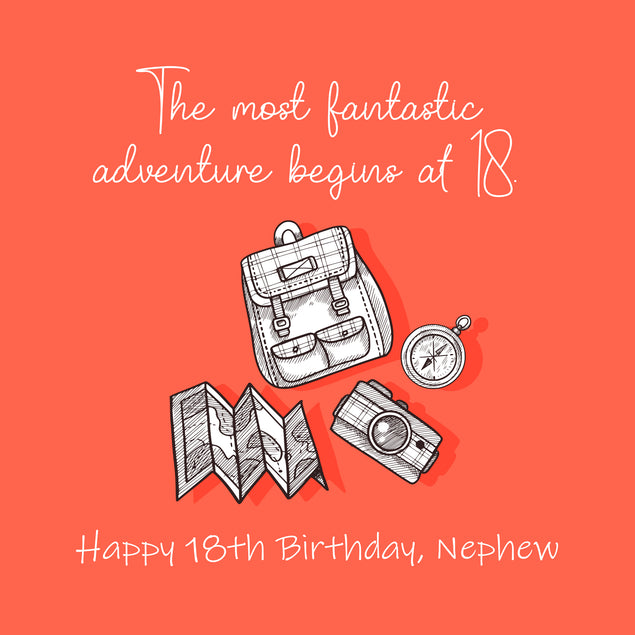 Happy 18th Birthday Nephew Adventurer's Kit Card Milestone Age_18th Birthday Recipient_For Nephew
