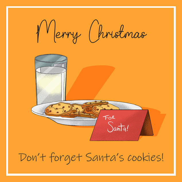 Merry Christmas Cookies And A Glass Of Milk For Santa Card Season_Christmas