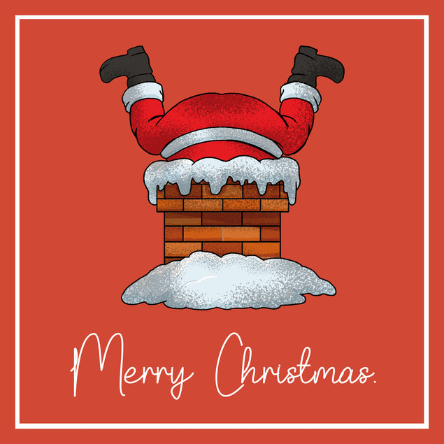 Merry Christmas Santa Stuck In A Chimney Card Season_Christmas