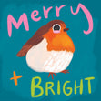 Merry and Bright Robin Christmas Card - 1