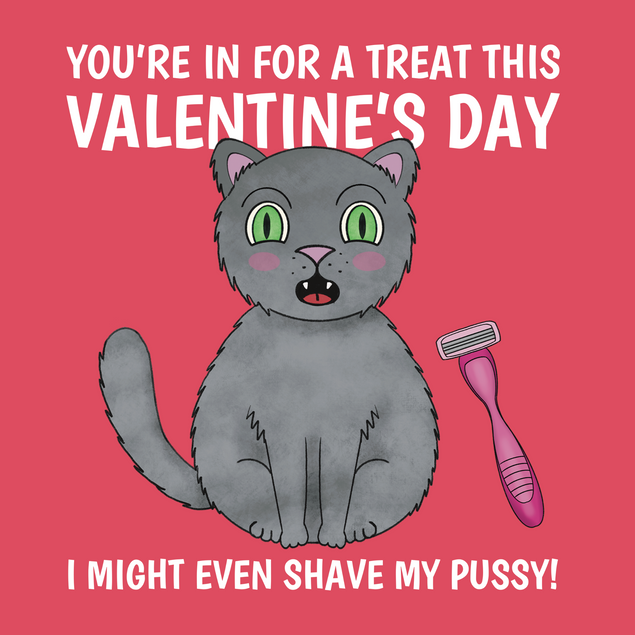 Shaven Pussy Cat treat Valentine's Day Card - 1