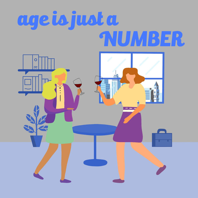 Happy Birthday Age Is Just A Number Two Women Drinking Wine