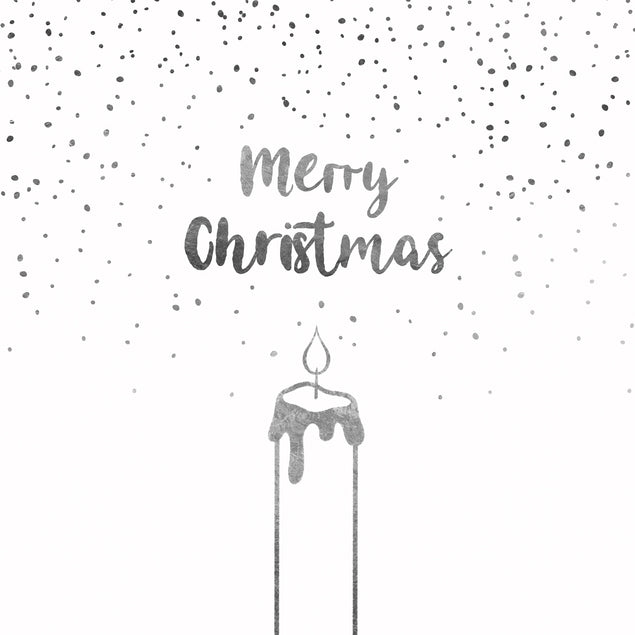 Merry Christmas Silver Candle And Dots