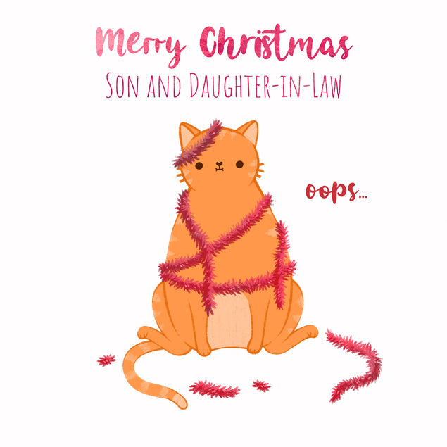 Merry Christmas Son And Daughter-in-law Cat With Tinsel