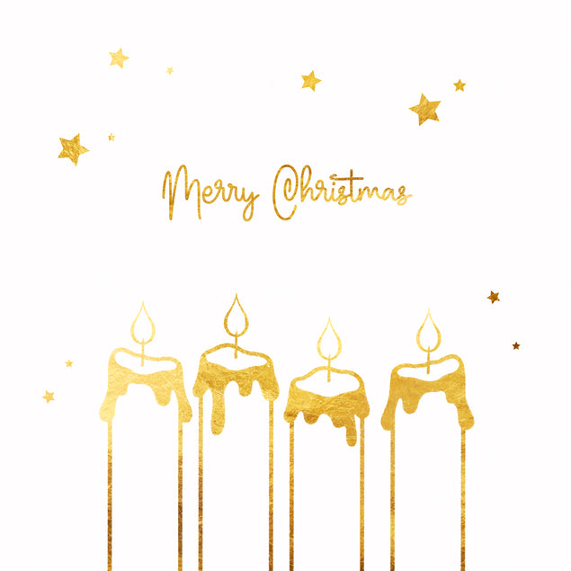 Merry Christmas Golden Candles And Stars