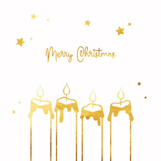 Merry Christmas Golden Candles And Stars