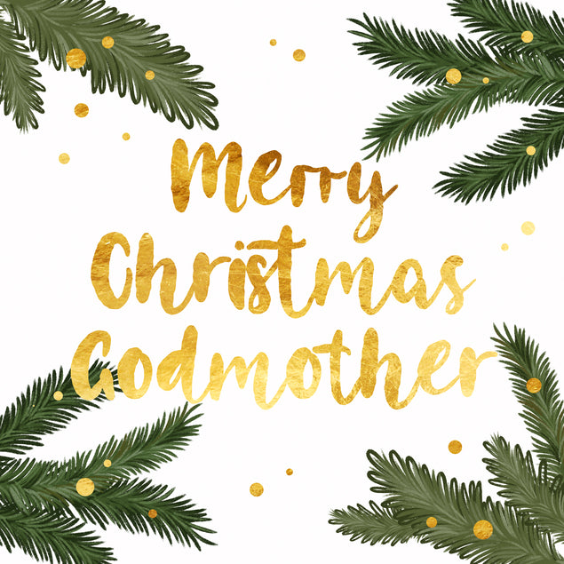 Merry Christmas Godmother Golden Letters Card Season_Christmas Seo_For Godmother