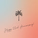 Happy 22nd Anniversary Palm Tree Blue And Pink Gradient