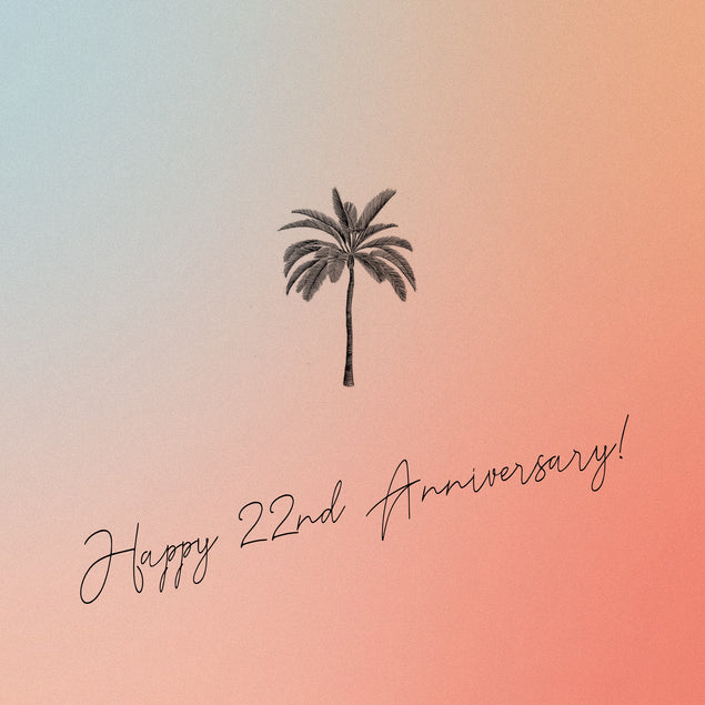 Happy 22nd Anniversary Palm Tree Blue And Pink Gradient