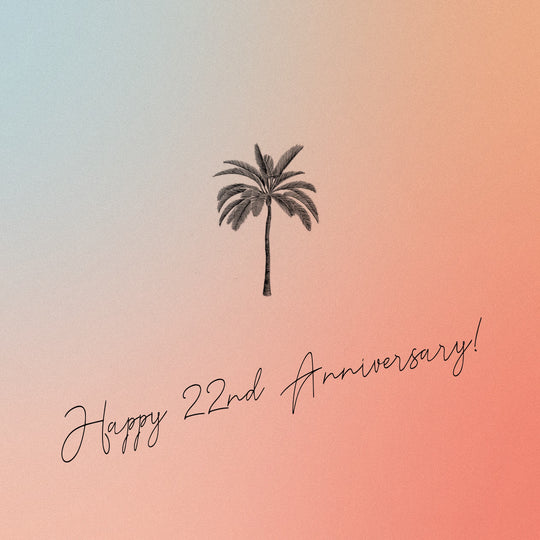 Happy 22nd Anniversary Palm Tree Blue And Pink Gradient