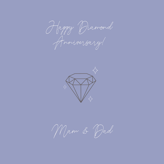 Happy Diamond Wedding Anniversary Mum And Dad Minimalist Diamond