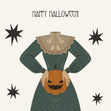 Happy Halloween Headless Lady Holding A Pumpkin