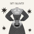 Happy Halloween Headless Lady Holding A Pumpkin Black And White