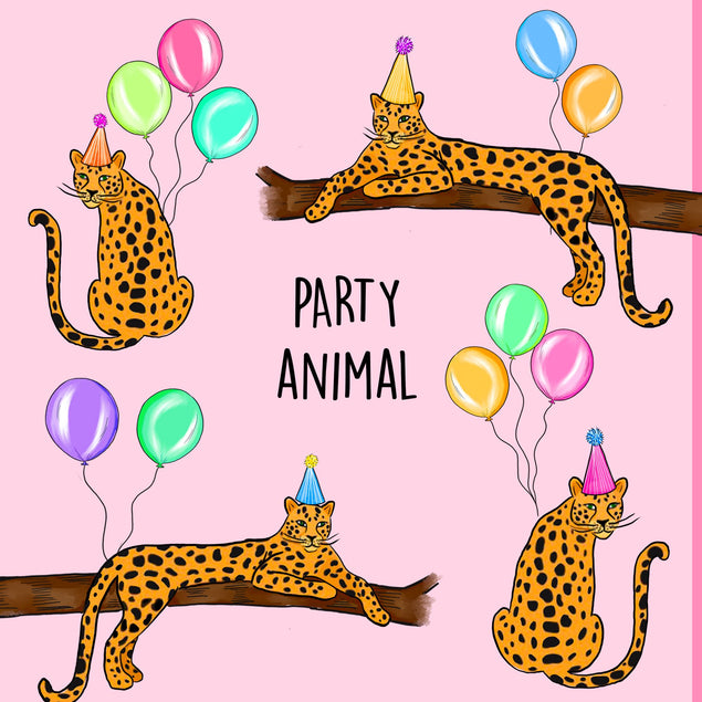 Party Animal Leopards With Balloons Greeting Card