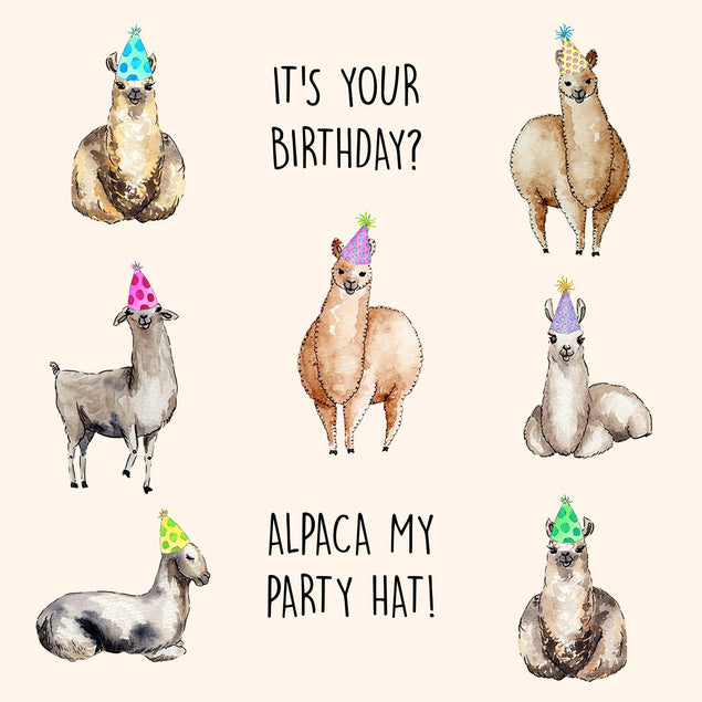 Alpaca My Party Hat Card