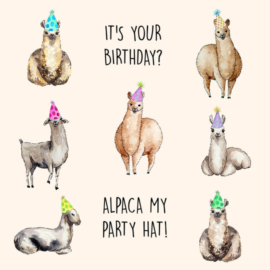 Alpaca My Party Hat Card