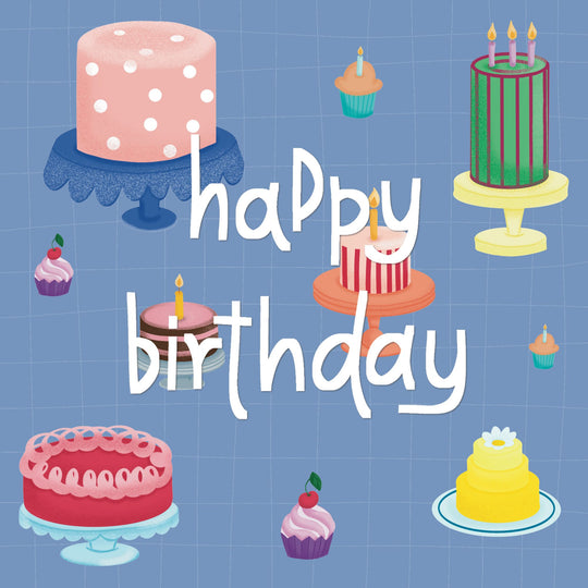 Happy Birthday Various Cakes Card