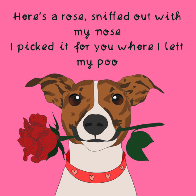 Valentine’s Dog Card - Funny & Cute - Rose Rhyme - 2